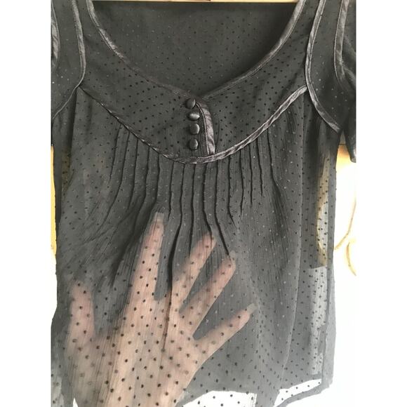 Roxy Sheer Pop Over Black Blouse Size XS - Picture 2 of 5